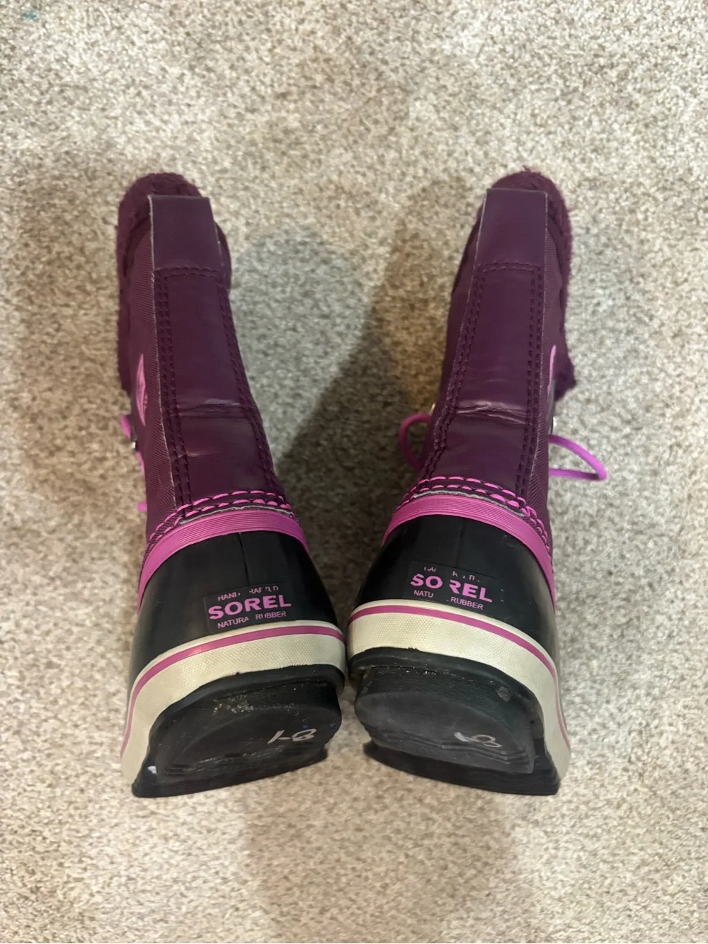 Sorel Yoot Pac Purple Snow Boots Size 4/22 cm winter waterproof cozy